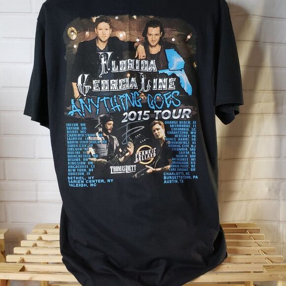 Florida Georgia Line Black Concert T Shirt 2015 Tour size L large Anything Goes - Picture 12 of 13